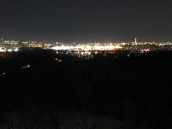 Evening view of city from balcony.