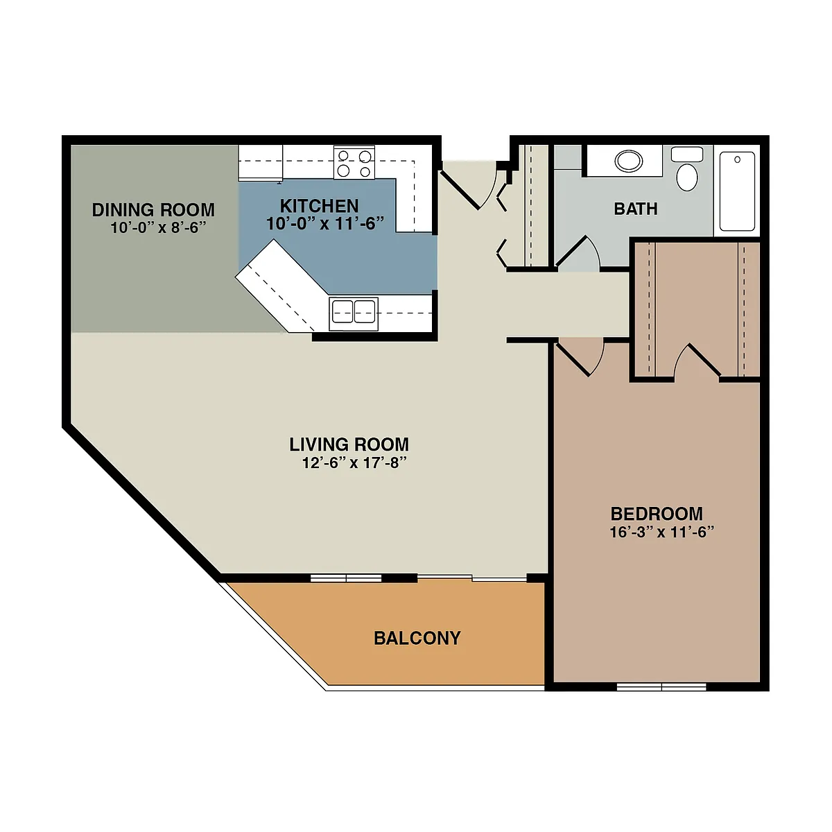 Floor plan 1C - 1 Bedroom