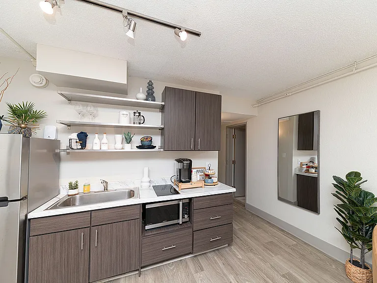 Kitchen with granite counters and stainless appliances