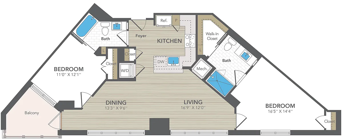 Floor plan 2 Bed 2 Bath Medium