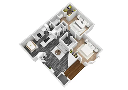 Floor plan Two Bedroom/Two Bathroom - 1044 Sq. Ft.