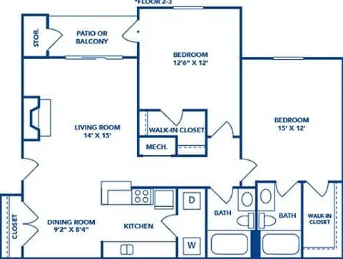 2 Bedroom | 2 Bath | 1075 SF 2 Bedroom | 2 Bath | 1075 SF