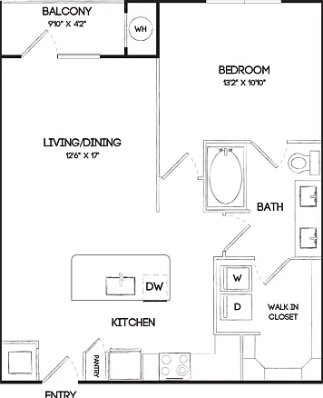 A6 1 Bedroom Floor Plan A6 1 Bedroom Floor Plan
