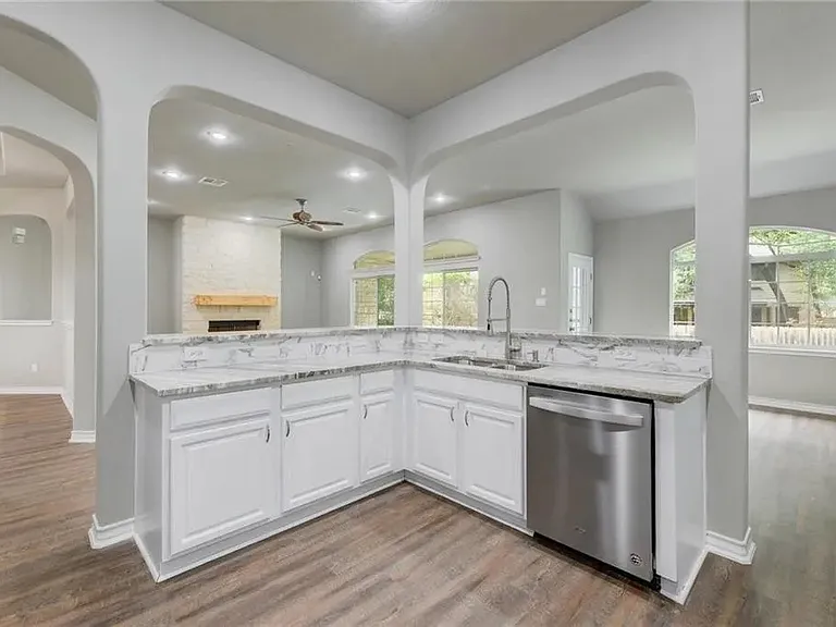 Kitchen, looking into living room