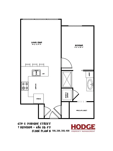 Floor plan One Bedroom -Plan B