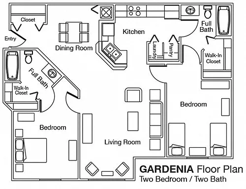 Floor plan Two Bedroom Two Bathroom B2 60%