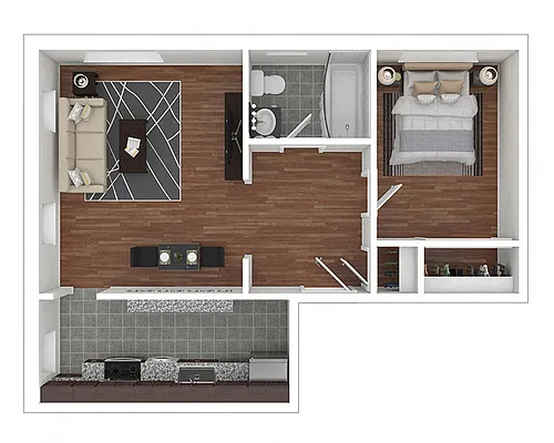 Floor plan TIER 11: 1 BEDROOM