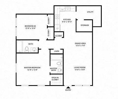 Floor plan 2 Bed 2 Bath