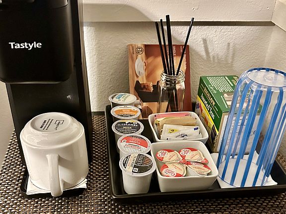 Coffee, tea, condiments starter setup