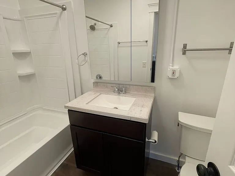New sink, faucet, countertop and cabinet