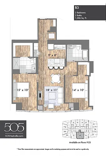 Floor plan 505 Two Bedroom Stack 06