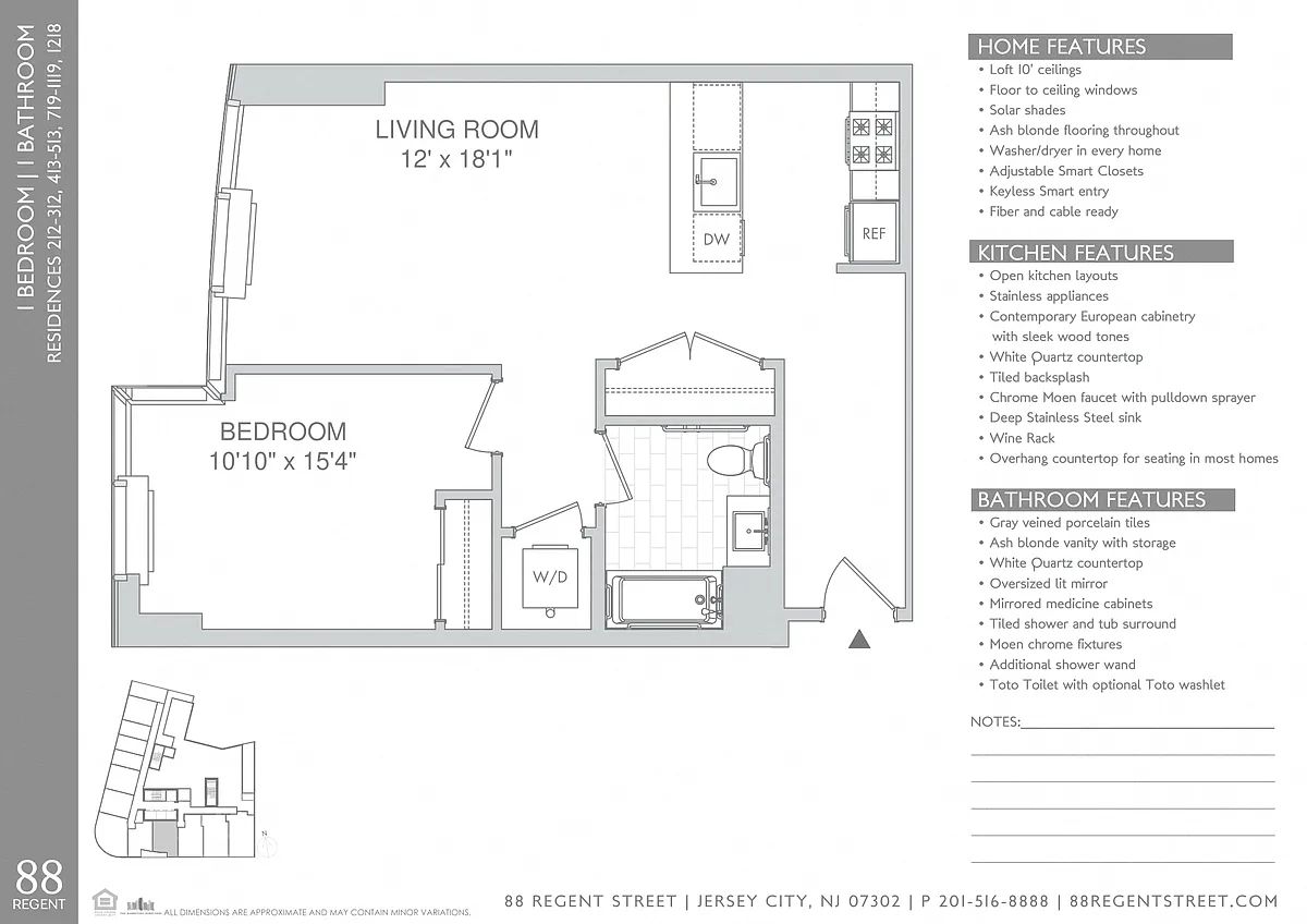 Floor plan 88 Regent - 1-bed A4