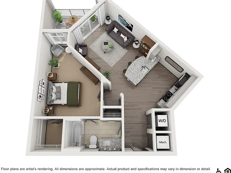 1AR floor plan The Mint 425