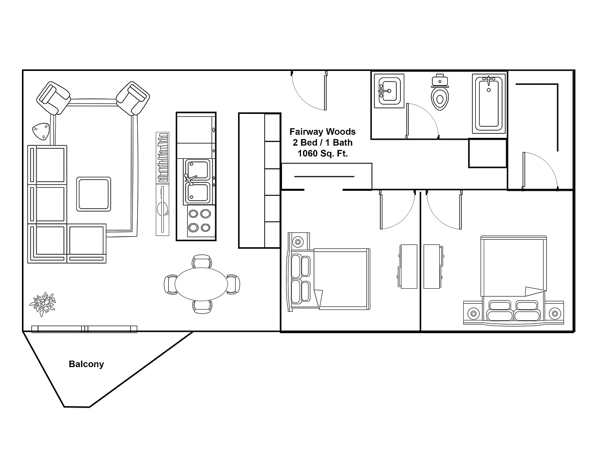 Floor plan 2 Bedroom - Large