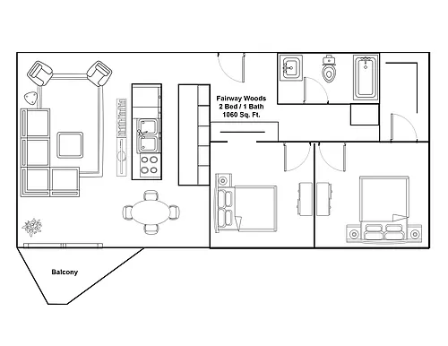 Floor plan 2 Bedroom - Large