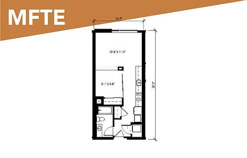 Floor plan MFTE Urban 1 Bedroom - U1