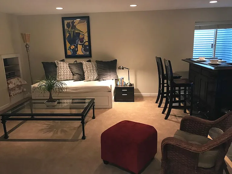3rd bedroom on basement level. daybed opens to queen bed