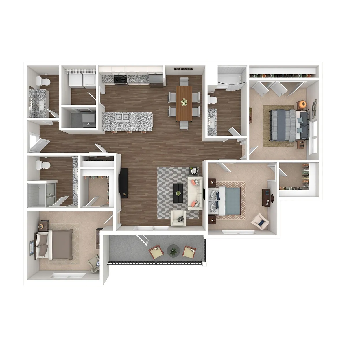 Floor plan Anchor - 3 Bedroom with Balcony