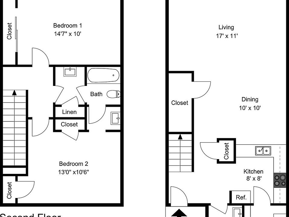 2 Bedroom 1.5 Bath Townhouse
