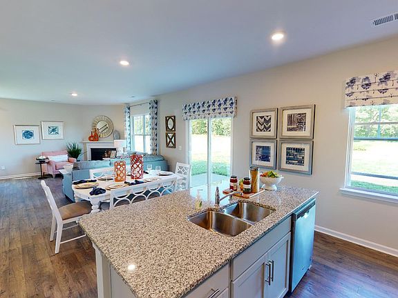 Kitchen and family room