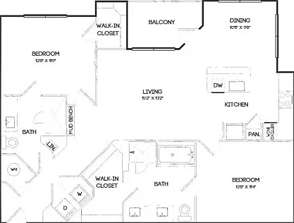 B3 | 2x2 | 1163 sq ft B3 | 2x2 | 1163 sq ft