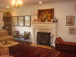 wood burning fireplace in LR