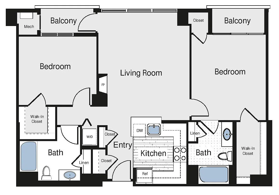 Floor plan 2 Bed/2 Bath - bcj2