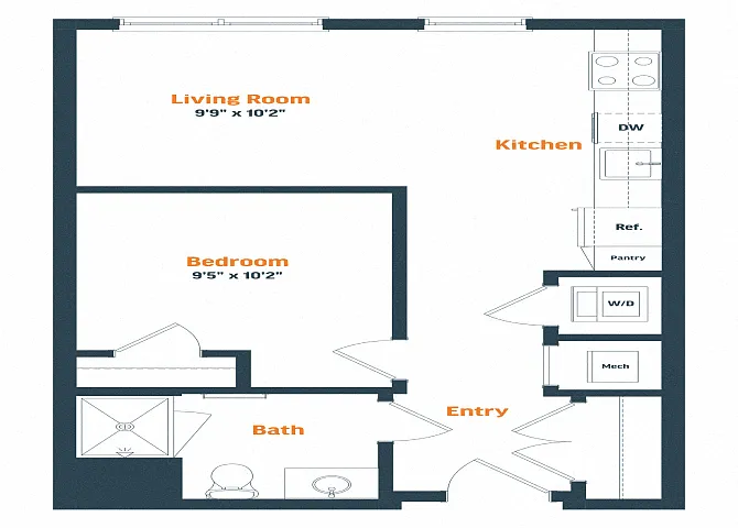 Floor plan JR-1.1 | 1 Bed | 1 Bath