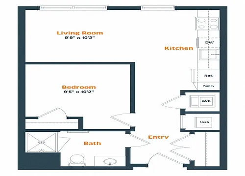 Floor plan JR-1.1 | 1 Bed | 1 Bath