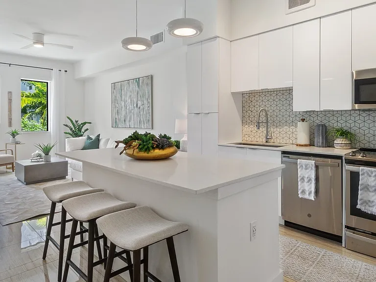 Open floorplans with modern tile floors