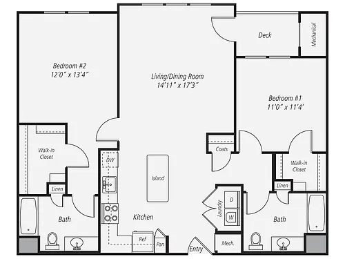 Floor plan 2 Bed/2 Bath-B7