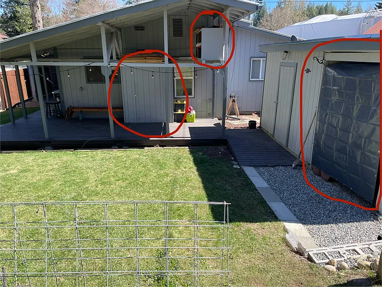 The areas circled are storage areas for tenant use