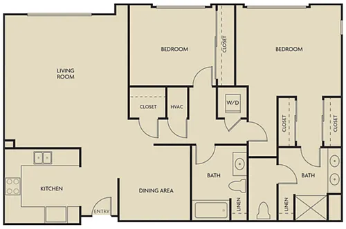 Floor plan 2 Bedroom 2 Bathroom Plan A