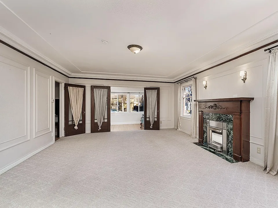 Living room, fireplace is for decoration only, flatscreen TV will sit on mantle.