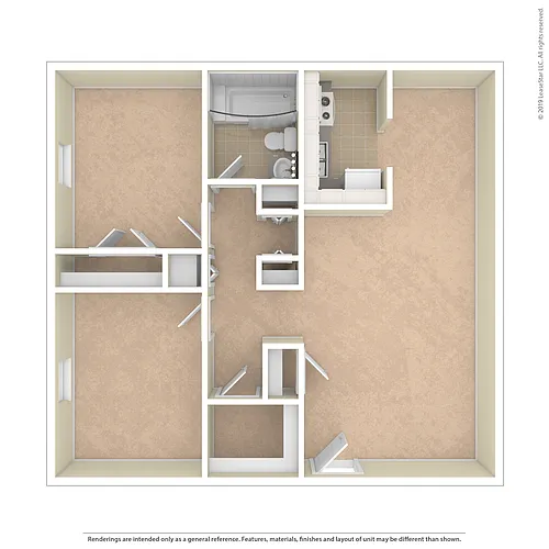 Floor plan 2 Bedroom, 1 Bath