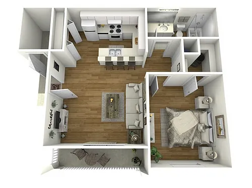 Floor plan 1 Bed, 1 Bath