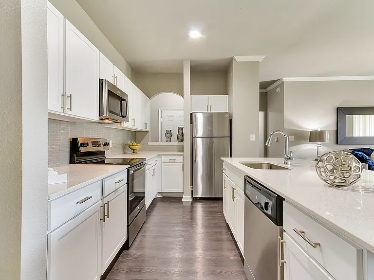 Our chef inspired kitchens feature stainless steel appliances.