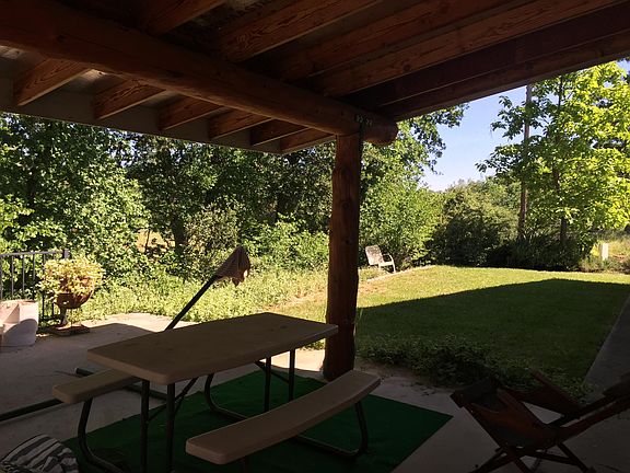 covered patio & view from rental