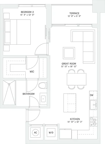 Floor plan 1 Bed/ 1 Bath-A2