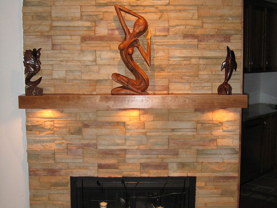 wood burning fireplace