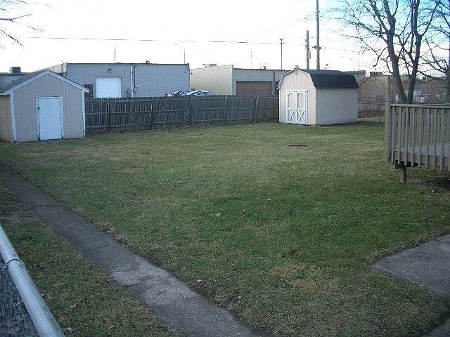 Back yard, sheds