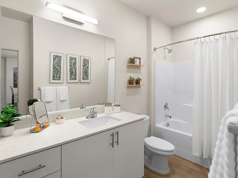 Modern Bathroom with Storage and Tub