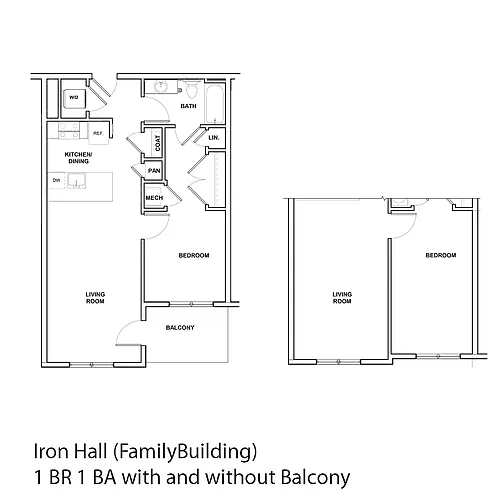 Floor plan 1 Bedroom- Iron Hall