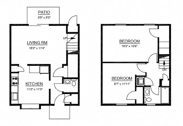 Floor plan B3 - 2 Bed 1.5 Bath