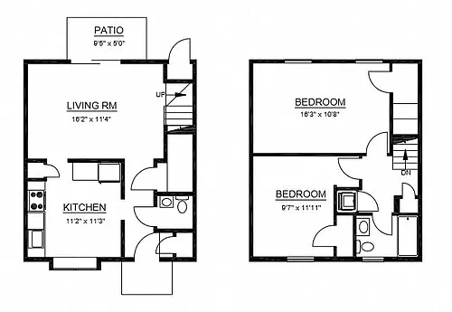 Floor plan B3 - 2 Bed 1.5 Bath
