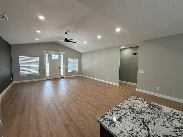 Open floor plan, pre-wired with cat 6 ethernet in most rooms.