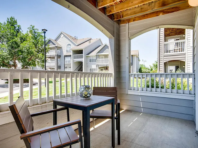A typical patio/balcony at Eagles Landing at Church Ranch Apartments