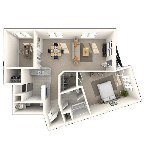 Floor plan Traditional 1x1 890 SF