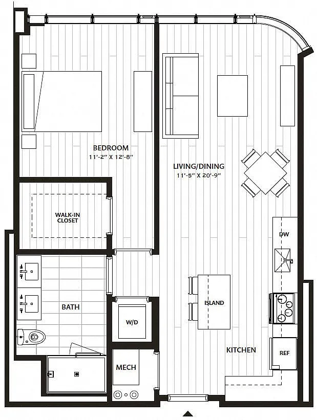 Floor plan 1 Bed/1 Bath-A12