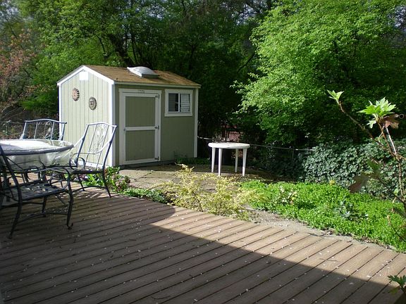 Fenced backyard, shed & deck